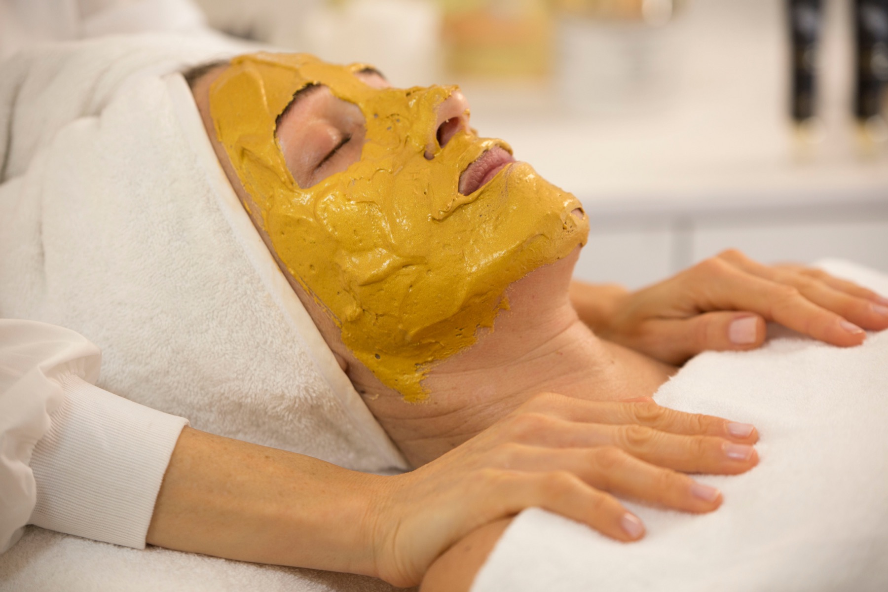 Facial mask applied during a spa visit